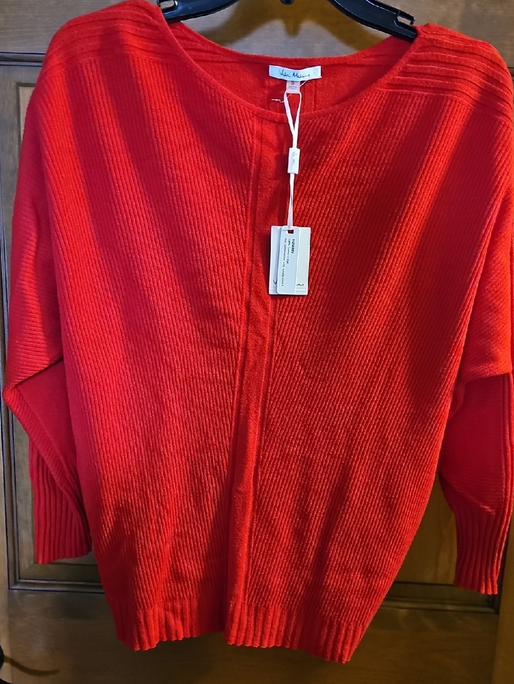 Vila Milano Red Ribbed Crewneck Women's Sweater